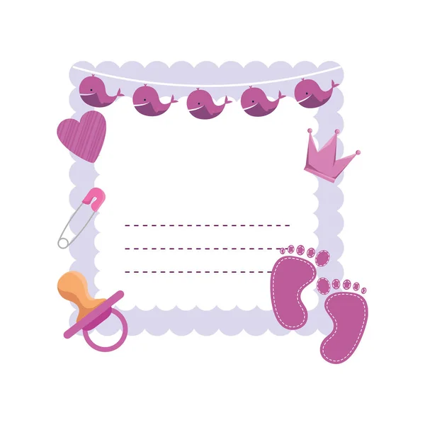 Carte de douche bébé avec accessoires — Image vectorielle