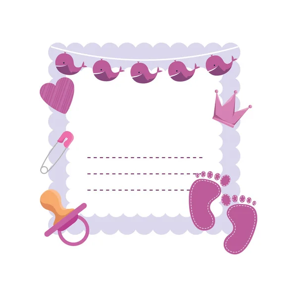 Baby Shower kártya szett kiegészítőkkel — Stock Vector