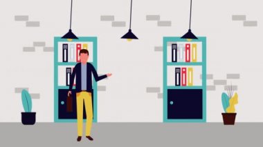 ofis avatar karakteri konuşma balonu ile işadamı