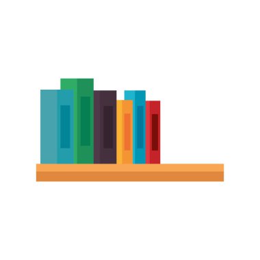 kazık ders kitapları kütüphane simgeleri ile raf ahşap