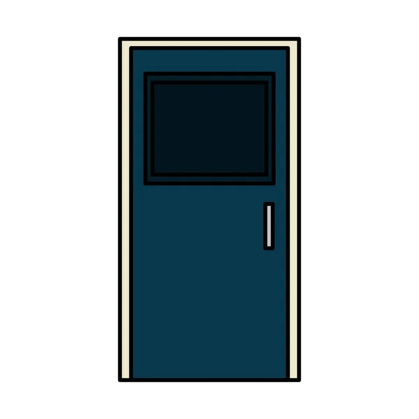 Casa de madera puerta cerrada icono — Vector de stock