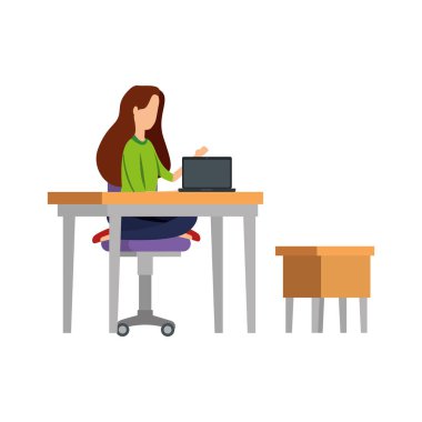 çekmece ile dizüstü çalışan zarif iş kadını