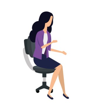 ofis sandalyesinde oturan zarif genç iş kadını