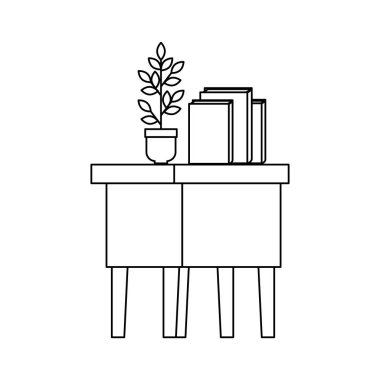 kitap ve houseplant ile masa ahşap