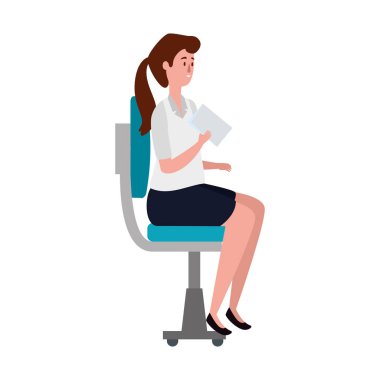 ofis koltuğunda oturan zarif iş kadını işçi