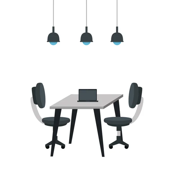 Bürostuhl mit Schreibtisch und Laptop — Stockvektor