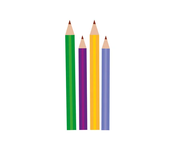 Lápices colores estudiar iconos aislados — Vector de stock