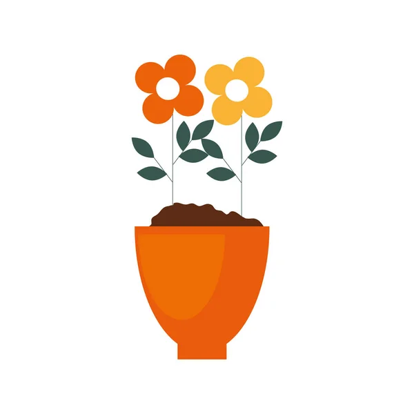 Flowers houseplant in pot natural icon — Stock Vector