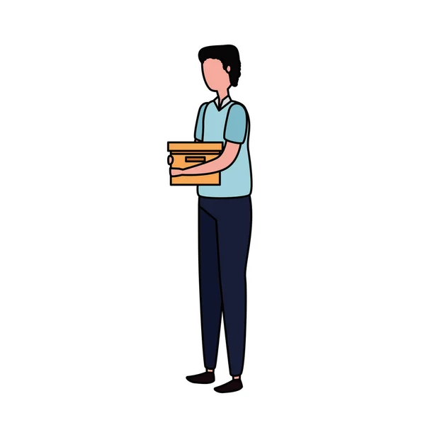 Élégant homme d'affaires travailleur boîte de carton de levage — Image vectorielle