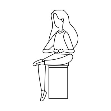 zarif iş kadını bankta oturan