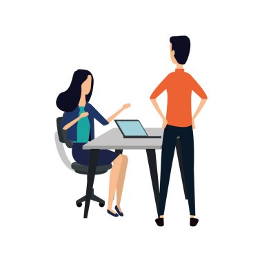 dizüstü bilgisayar ile çalışan zarif iş çift