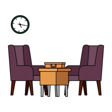 confortable kanepe ve ahşap masa oturma odası sahne