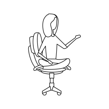 ofis sandalyesinde lotus pozisyonu ile zarif iş kadını