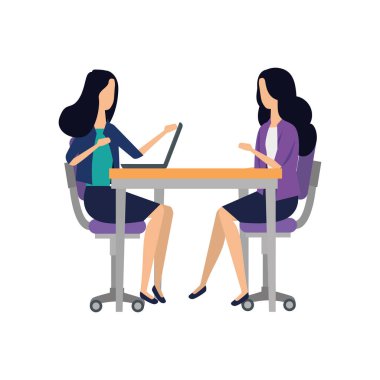 dizüstü bilgisayar ile çalışan zarif iş kadınları