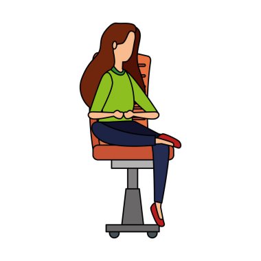 ofis koltuğunda oturan zarif iş kadını işçi