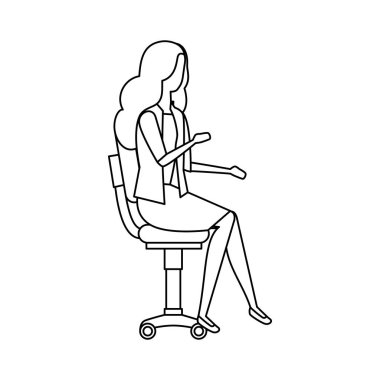 ofis koltuğunda oturan zarif iş kadını işçi