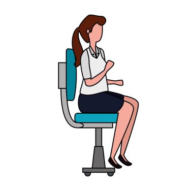 ofis koltuğunda oturan zarif iş kadını işçi