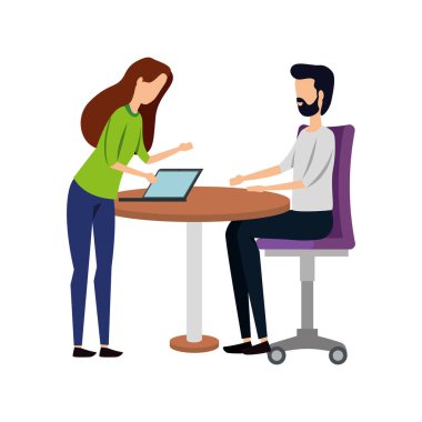 dizüstü bilgisayar ile çalışan zarif iş çift