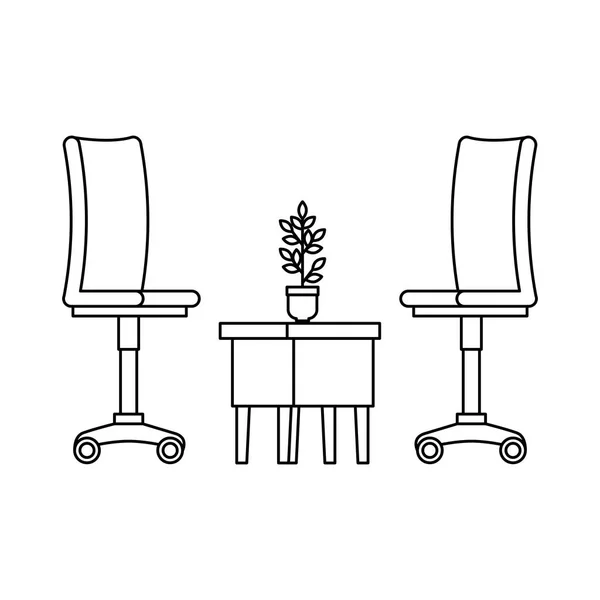 Chaise de bureau avec table en bois — Image vectorielle