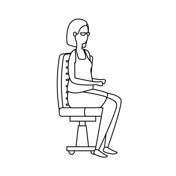 Elegante empresária trabalhador sentado na cadeira de escritório —  Vetores de Stock