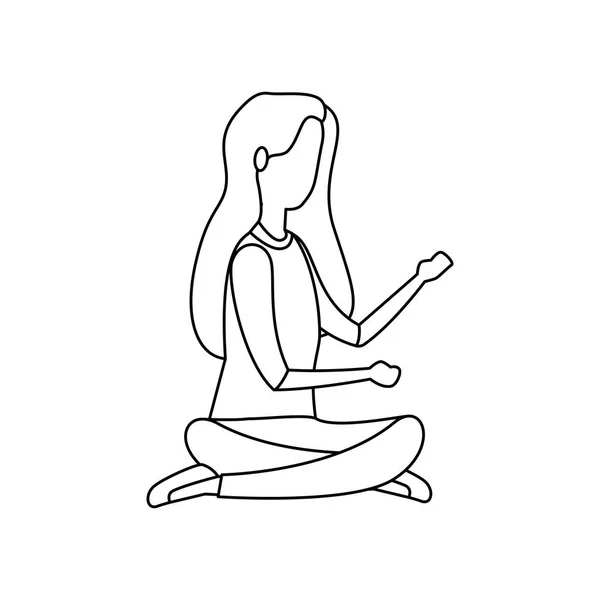 Elegant businesswoman seated in lotus position — Stock Vector
