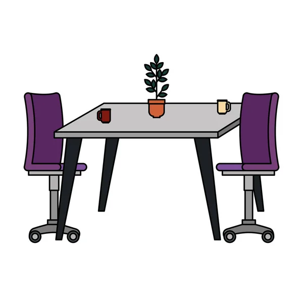 Silla de oficina con mesa de madera — Vector de stock