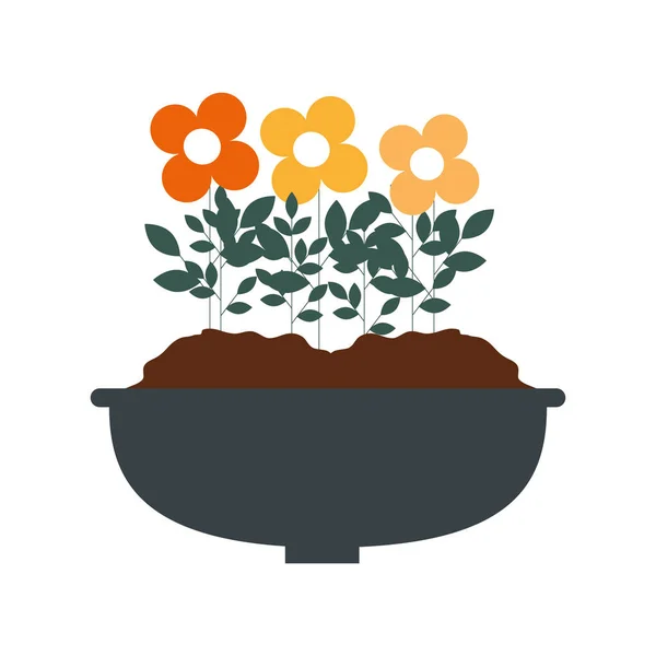 Flowers houseplant in pot natural icon — Stock Vector