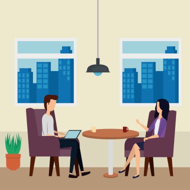 Ofiste zarif bir çift işçi var.