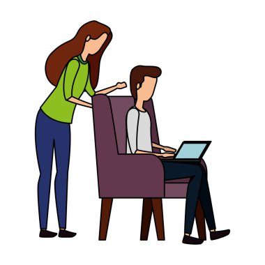 kanepedizüstü bilgisayar ile zarif iş çift