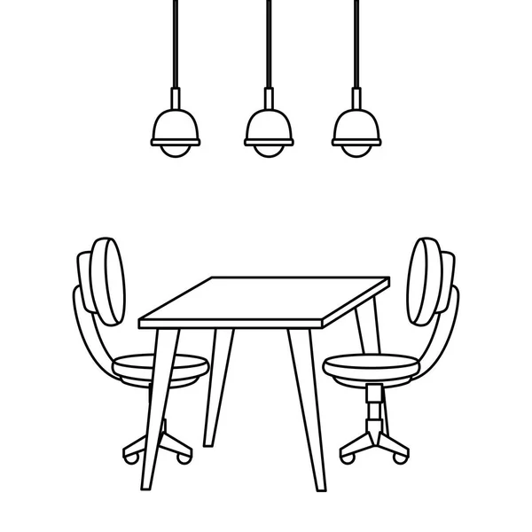 Καρέκλα γραφείου με ξύλινο τραπέζι — Διανυσματικό Αρχείο