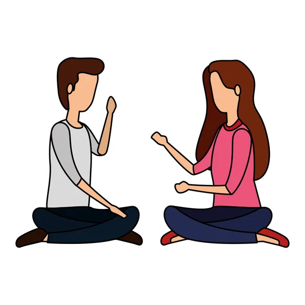 Elegante pareja de negocios practicando yoga — Vector de stock