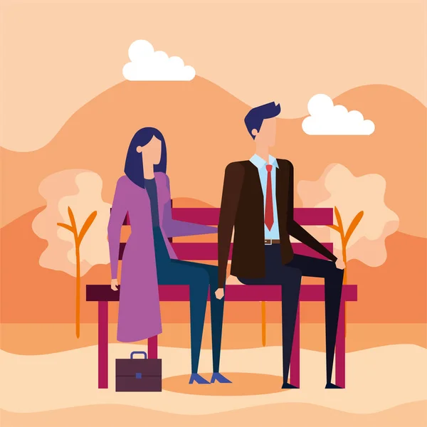 Élégant couple d'affaires assis dans la chaise du parc — Image vectorielle