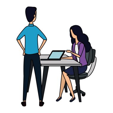 dizüstü bilgisayar ile çalışan zarif iş çift