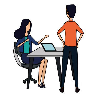 dizüstü bilgisayar ile çalışan zarif iş çift