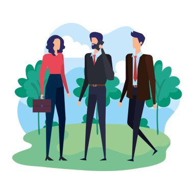 alanında cep telefonu ile arayan iş adamları