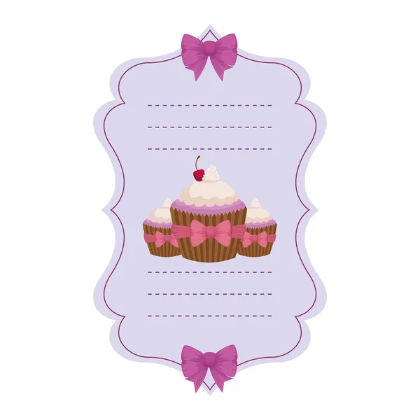 Baby Shower kártya édes Cupcake — Stock Vector