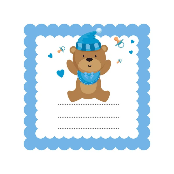 Baby shower card con orsacchiotto — Vettoriale Stock