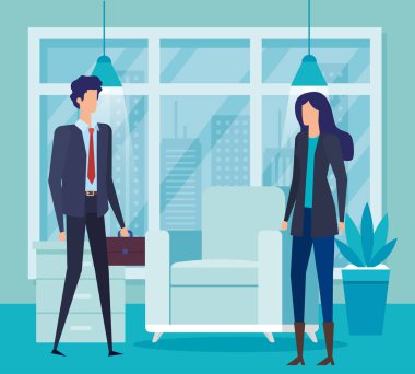 oturma odasında zarif iş çift işçi