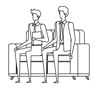 oturma odasında zarif işadamları işçiler