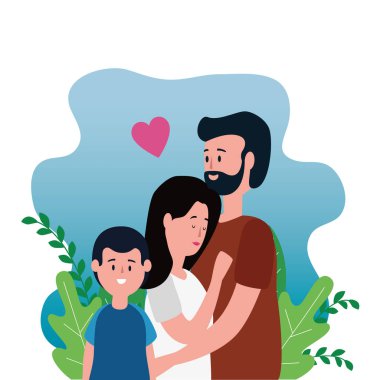 park karakterleri üzerinde küçük oğlu ile anne çift