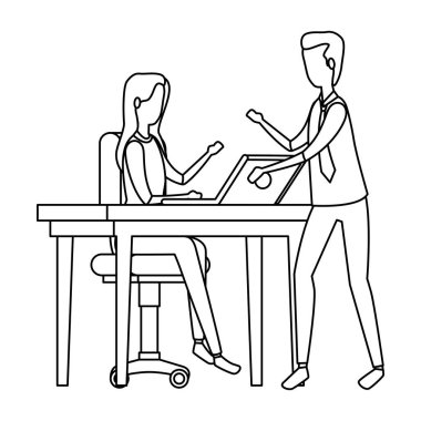 dizüstü bilgisayar ile çalışan zarif iş çift