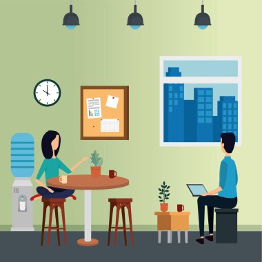 Ofiste zarif bir çift işçi var.