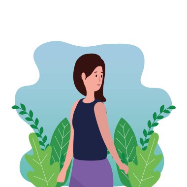 parkta genç ve güzel kadın