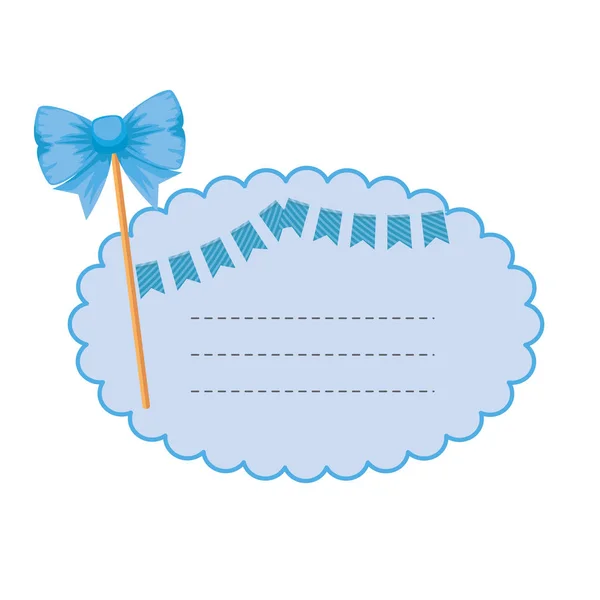 Baby shower card with bown ribbon — Stockvector