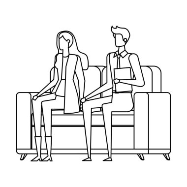 oturma odasında zarif iş çift işçi