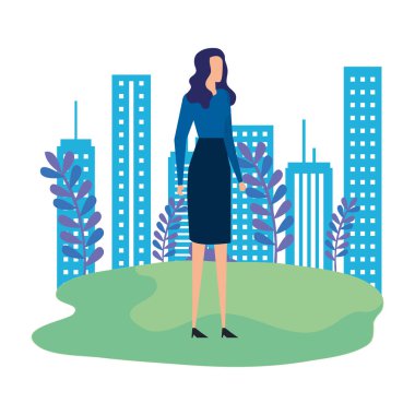 park sahnesinde zarif iş kadını