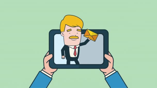 Elegant businessman worker with tablet — Stock Video