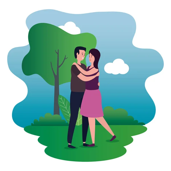 Χαριτωμένο εραστές ζευγάρι στο πάρκο χαρακτήρες — Διανυσματικό Αρχείο