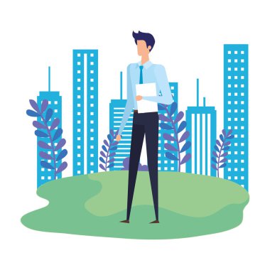 parkta zarif işadamı işçi