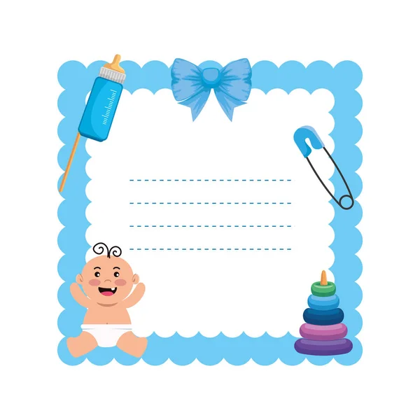 Baby shower card with set icons — Stock Vector
